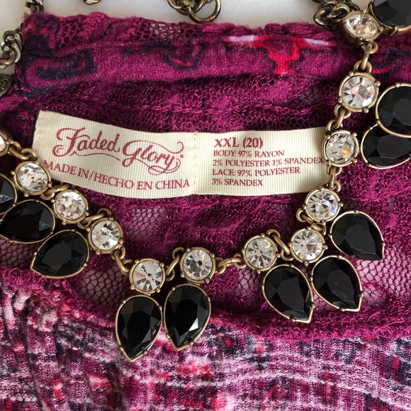 Faded Glory Plum Flowy Peasant Top XXL - Picture 6 of 6